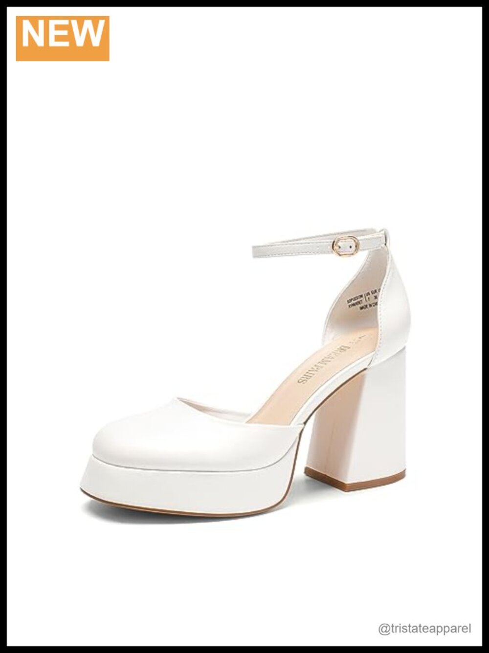 Platform Block Heel Pumps, Chunky Heels, Ankle Strap, Cushioned Insole, PU or